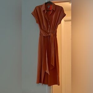 Worthington Terracotta Midi Dress with Waist Tie